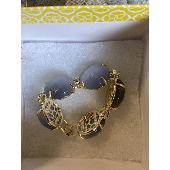 NEW Kendra Scott Women's Signature Cassie Gold Slate Cat Eye Link Bracelet 8" - Picture 4 of 6